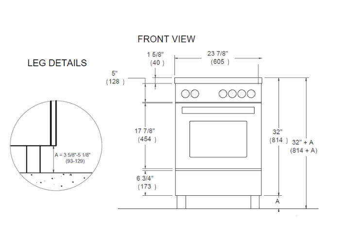 24 inch Induction Range, 4 Heating Zones, Electric Oven | Bertazzoni